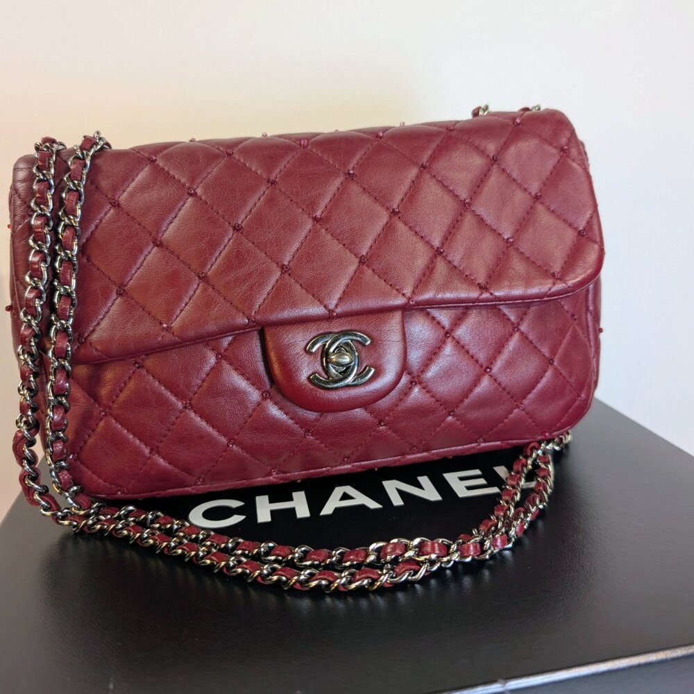 Chanel Burgundy Crystal Embellished Rectangular Classic Mini Flap Bag - Picture 16 of 16
